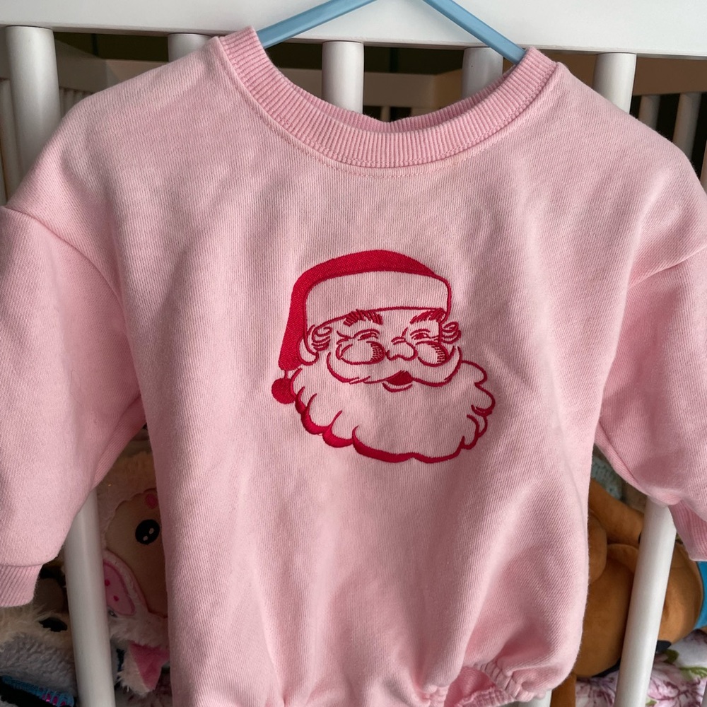 Pink Vintage Santa Sweatshirt Bubble